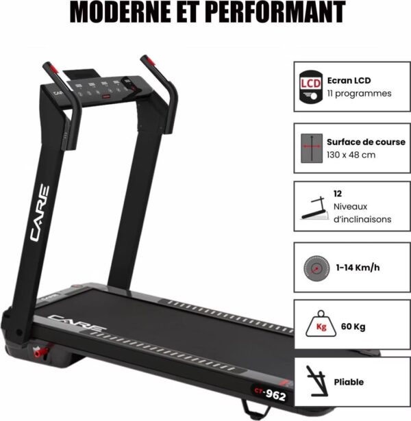 Tapis de course connecté - 14km/h - CARE - CT-962 - KINOMAP – Image 4