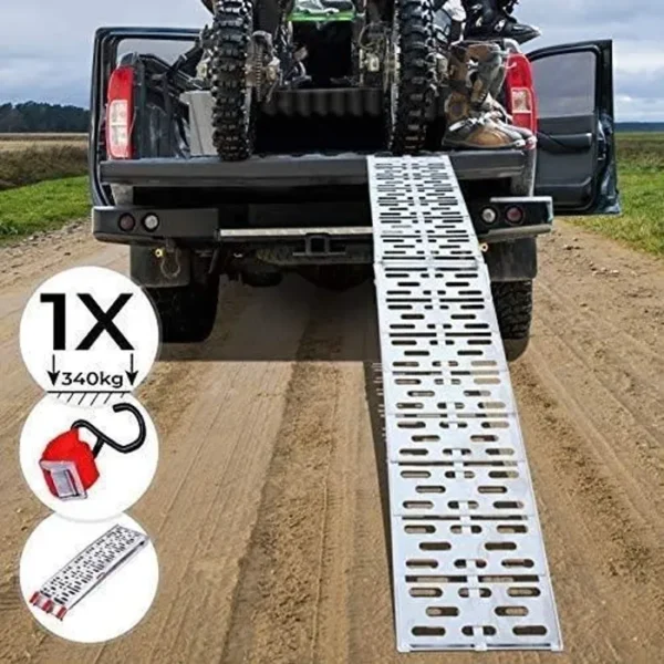 Jago® Rampe de Chargement - Pliable, en Aluminium, Charge max. 340kg, pour Motos, Quads, Voitures, Remorques - Rampe, Rails d’Accès