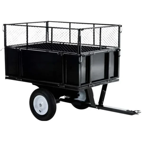 Remorque pour Tracteur A Gazon I Tête D'Atellage Universelle avec 30 cm D'Extension Noir